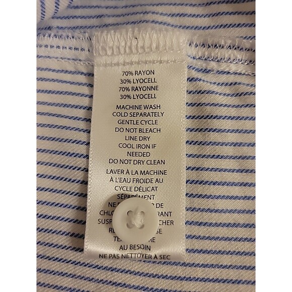 Beach Lunch Lounge Button Up White Blue Pin Striping XS - Picture 8 of 9